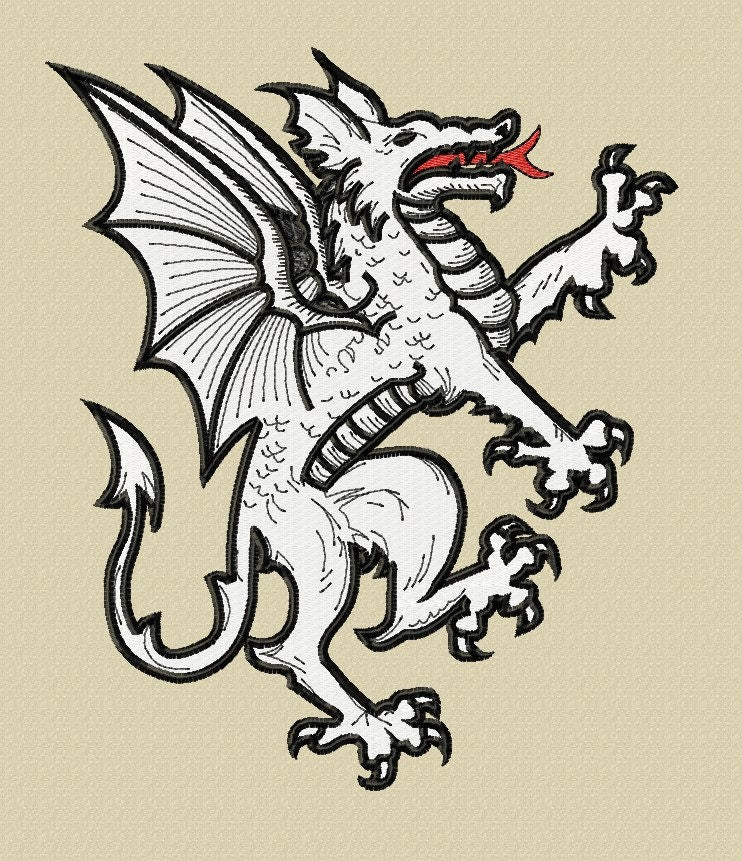 Dragon heraldry/heraldic / crest embroidery design file for Larp surcoat / gambison /parade medieval clothing